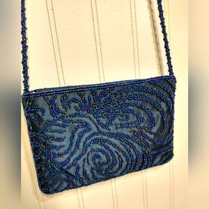 Vintage LaRegale Beaded Evening Bag Blue/Purple EUC